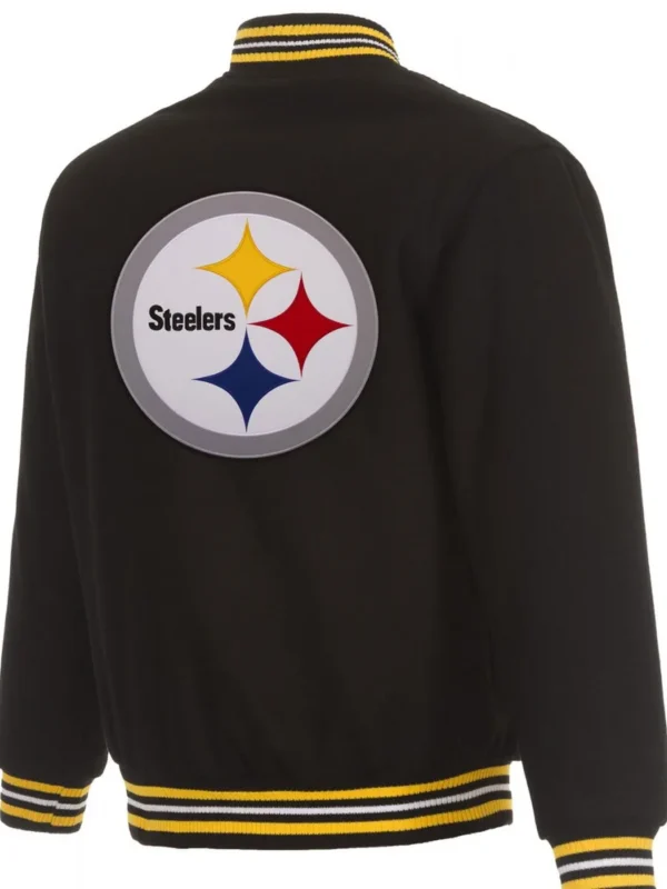 Pittsburgh Steelers Bomber Black Wool Jacket