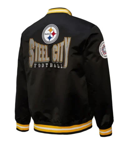 Pittsburgh Steelers Double Down Black Satin Jacket