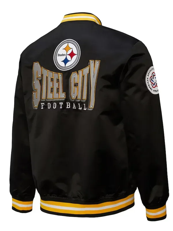 Pittsburgh Steelers Double Down Black Satin Jacket