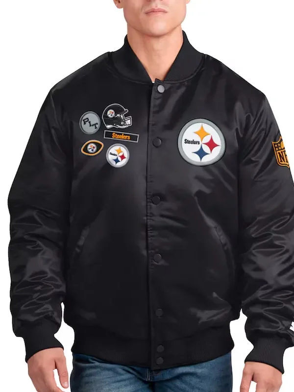 Pittsburgh Steelers Exclusive Black Varsity Satin Jacket