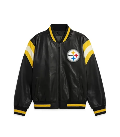 Troy Pittsburgh Steelers Leather Bomber Jacket