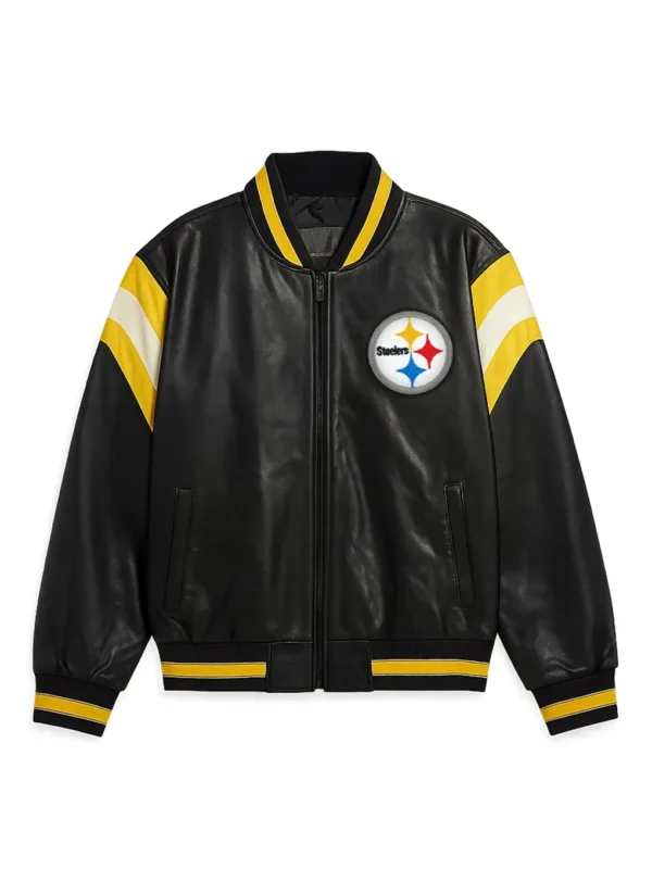Troy Pittsburgh Steelers Leather Bomber Jacket