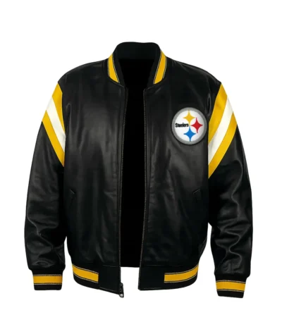 Troy Pittsburgh Steelers Leather Bomber Jacket