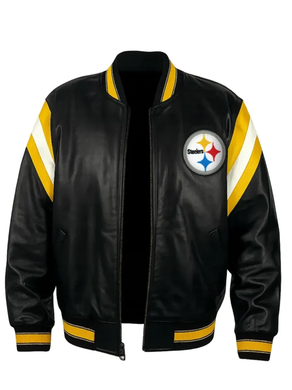 Troy Pittsburgh Steelers Leather Bomber Jacket