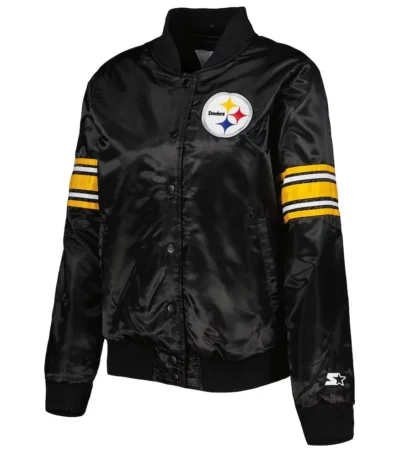 Pittsburgh Steelers Line Up Black Satin Jacket