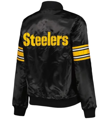 Pittsburgh Steelers Line Up Black Satin Jacket