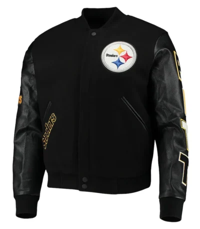Pittsburgh Steelers Logo Black Letterman Jacket