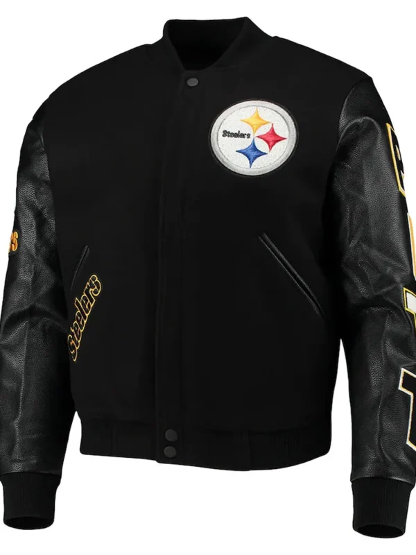Pittsburgh Steelers Logo Black Letterman Jacket