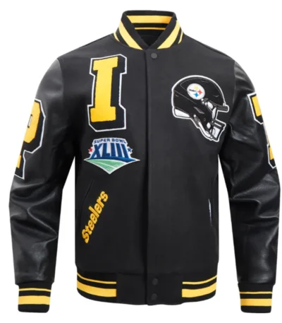 Pittsburgh Steelers Mashup Rib Varsity Wool-Leather Jacket