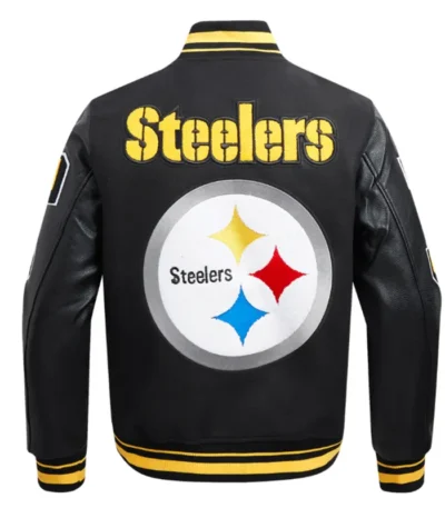Pittsburgh Steelers Mashup Rib Varsity Wool-Leather Jacket