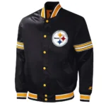 Pittsburgh Steelers Midfield Varsity Black Satin Jacket