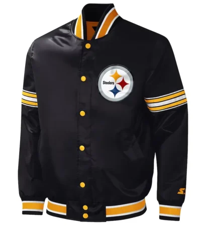 Pittsburgh Steelers Midfield Varsity Black Satin Jacket