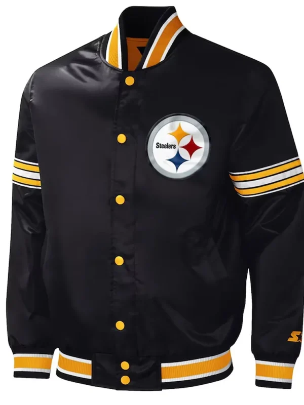 Pittsburgh Steelers Midfield Varsity Black Satin Jacket