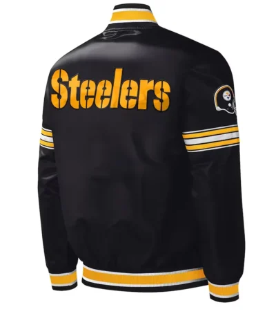 Pittsburgh Steelers Midfield Varsity Black Satin Jacket