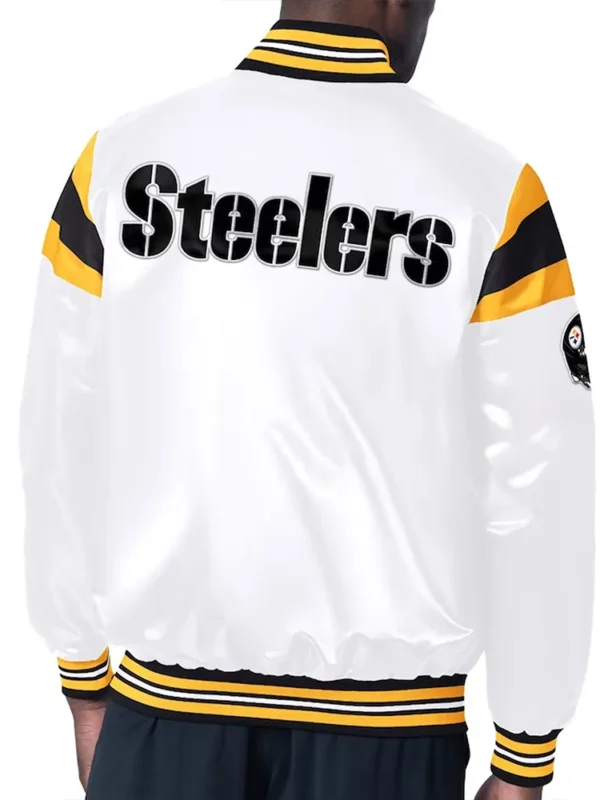 Pittsburgh Steelers Midweight White Satin Jacket