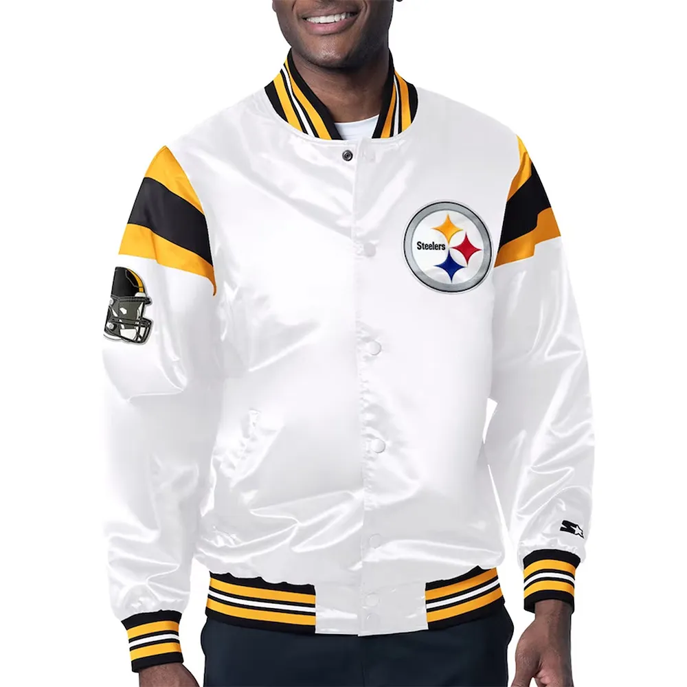 Pittsburgh Steelers Midweight White Satin Jacket Pittsburgh Steelers Midweight White Satin Jacket