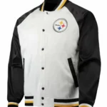 Pittsburgh Steelers NFL Satin White and Black Jacket