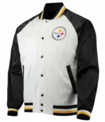 Pittsburgh Steelers NFL Satin White and Black Jacket