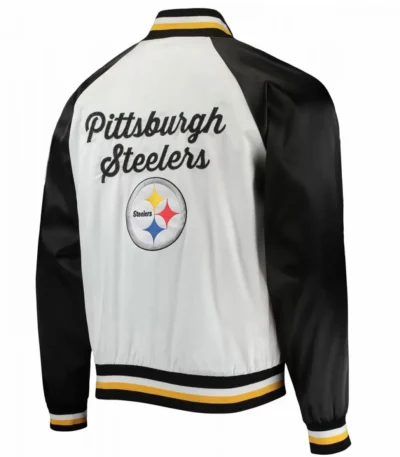 Pittsburgh Steelers NFL Satin White and Black Jacket