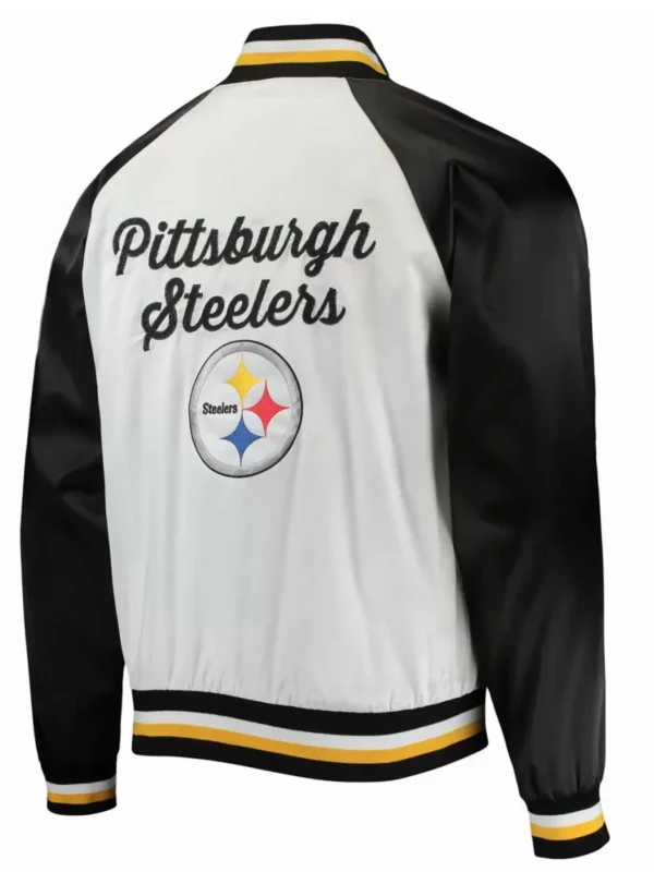 Pittsburgh Steelers NFL Satin White and Black Jacket