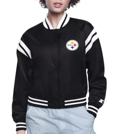 Pittsburgh Steelers Printed Logo Varsity Satin Jacket