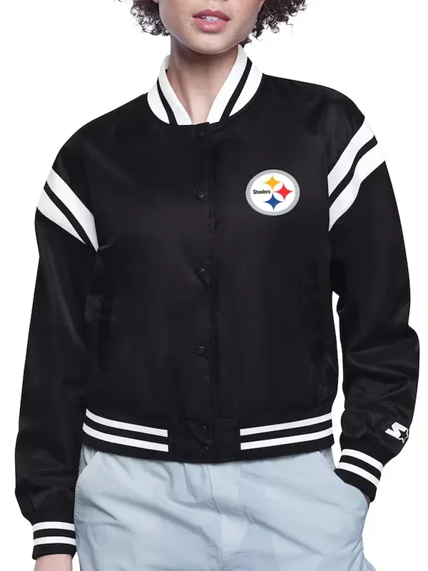 Pittsburgh Steelers Printed Logo Varsity Satin Jacket
