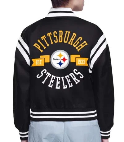 Pittsburgh Steelers Printed Logo Varsity Satin Jacket