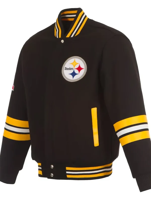 Pittsburgh Steelers Striped Black Varsity Wool Jacket