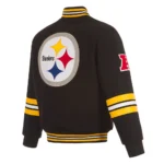 Pittsburgh Steelers Striped Black Varsity Wool Jacket