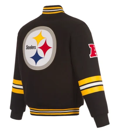 Pittsburgh Steelers Striped Black Varsity Wool Jacket