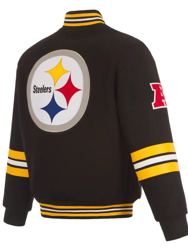 Pittsburgh Steelers Striped Black Varsity Wool Jacket