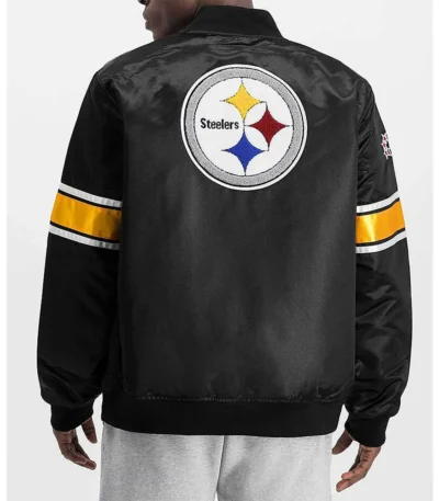 Pittsburgh Steelers Striped Heavyweight Black Satin Jacket