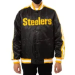 Pittsburgh Steelers Striped Satin Black Jacket