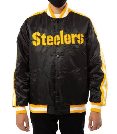 Pittsburgh Steelers Striped Satin Black Jacket