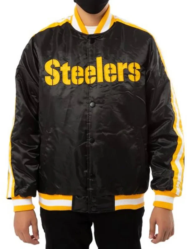 Pittsburgh Steelers Striped Satin Black Jacket