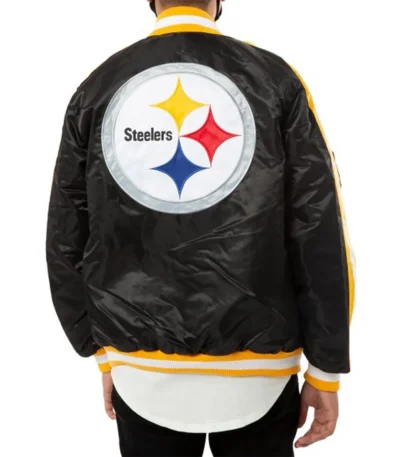 Pittsburgh Steelers Striped Satin Black Jacket