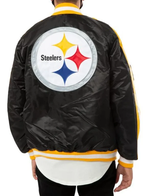 Pittsburgh Steelers Striped Satin Black Jacket