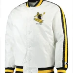 Pittsburgh Steelers Throwback D-Line White Varsity Satin Jacket