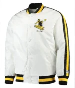 Pittsburgh Steelers Throwback D-Line White Varsity Satin Jacket