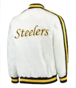 Pittsburgh Steelers Throwback D-Line White Varsity Satin Jacket