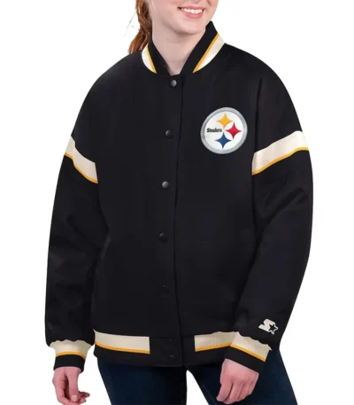 Pittsburgh Steelers Tournament Black Varsity Jacket