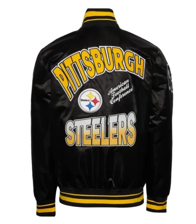 Pittsburgh Steelers Turn It Up M Classic Rib Black Satin Jacket