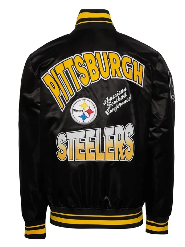Pittsburgh Steelers Turn It Up M Classic Rib Black Satin Jacket