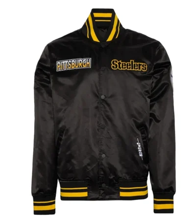 Pittsburgh Steelers Turn It Up M Classic Rib Black Satin Jacket