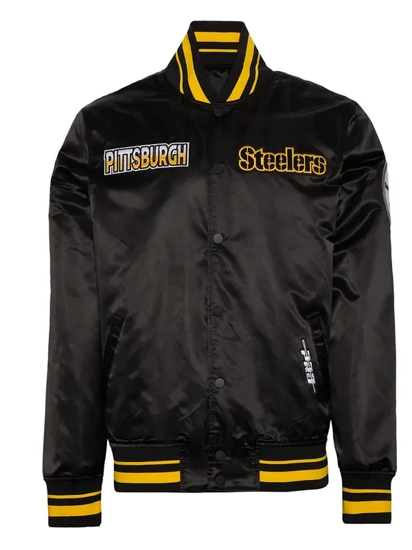 Pittsburgh Steelers Turn It Up M Classic Rib Black Satin Jacket