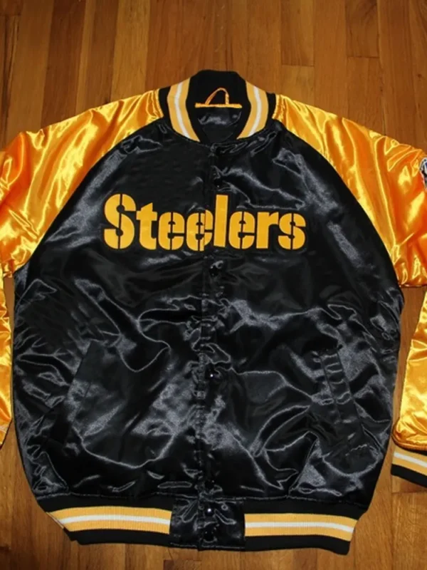 Pittsburgh Steelers Yellow and Black Super Bowl Satin Jacket