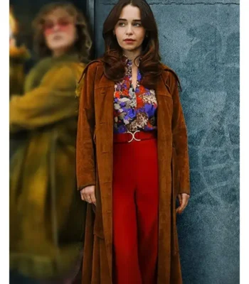 Ponies Emilia Clarke Brown Suede Coat