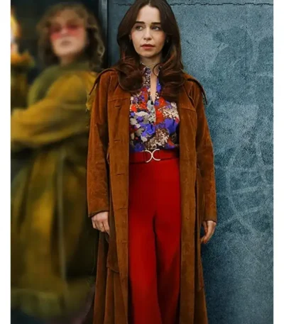 Ponies Emilia Clarke Brown Suede Coat