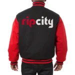 Portland Trail Blazers Black and Red Varsity All Wool Jacket