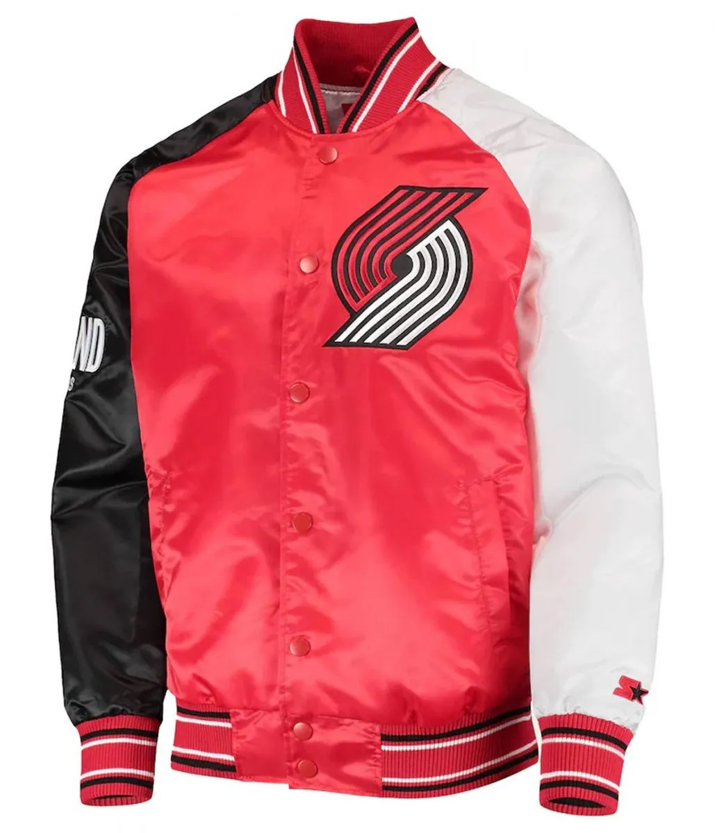 Portland Trail Blazers Reliever Satin Varsity Jacket Portland Trail Blazers Reliever Satin Varsity Jacket